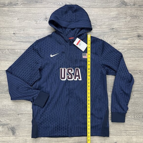 Nike ADV USA Basketball Game Jacket Size Large Mens Dri Fit Obsidian Blue White - Picture 3 of 15